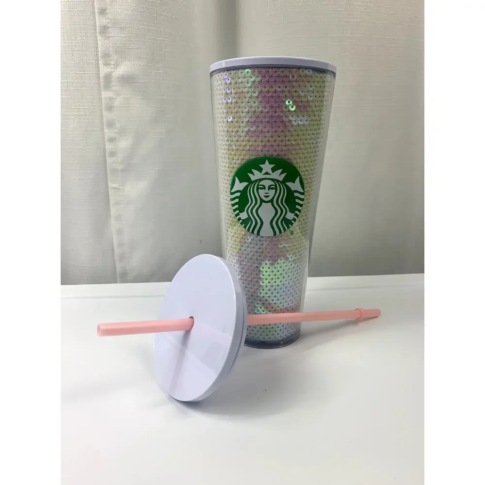 STARBUCKS Multicolor Sequin Cold Cup Tumbler Cold Drink 24 Oz. 2020